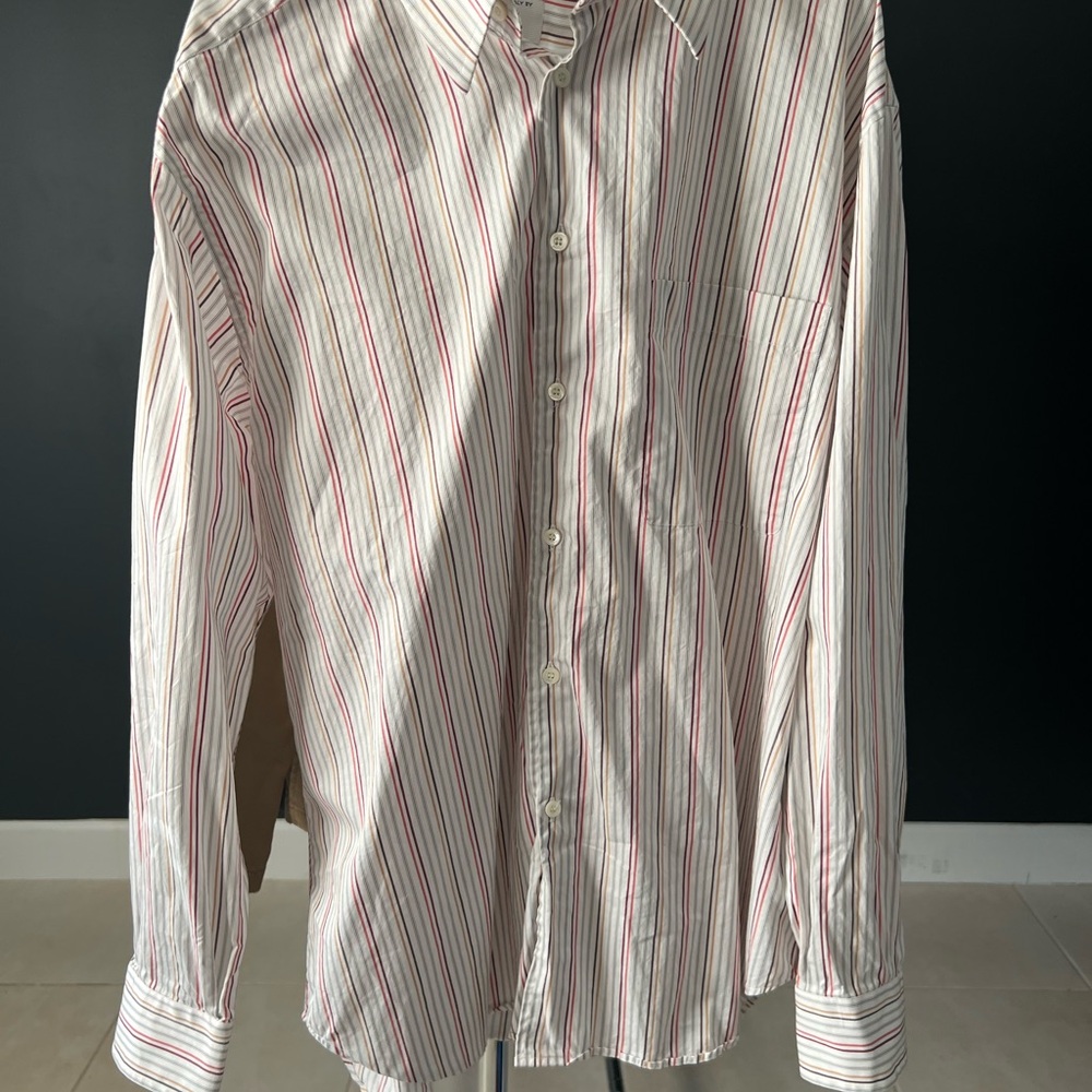 Brioni Red and White Striped Dress Shirt